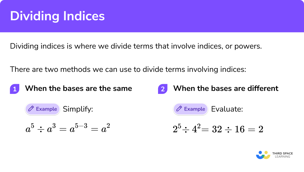 What do we mean by dividing indices?
