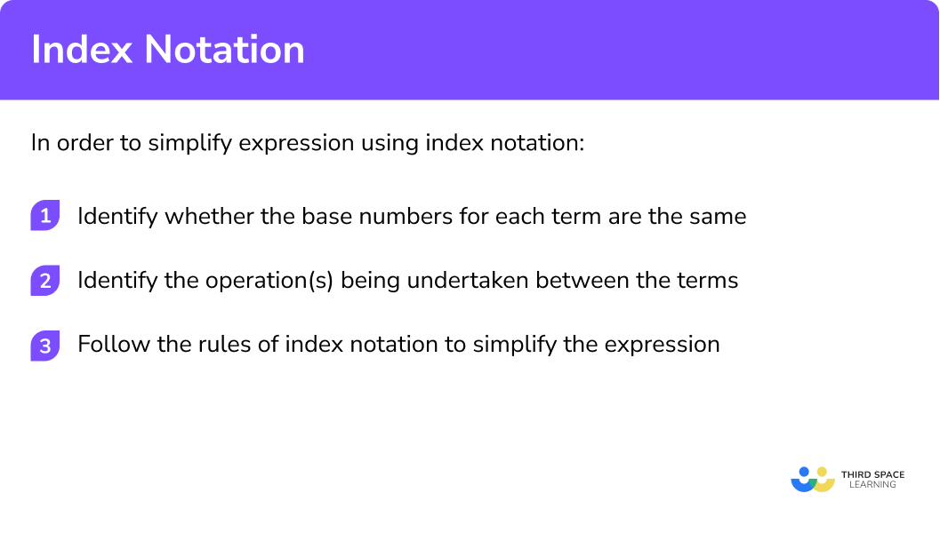 Explain how to simplify expressions involving index notation