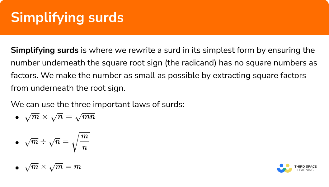 What is simplifying surds?
