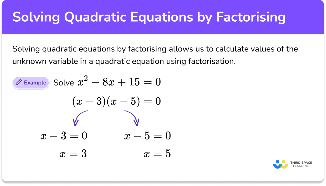Solving quadratic equations by factorising