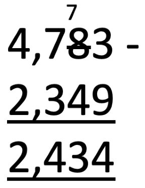 column subtraction 4783-2349=2434