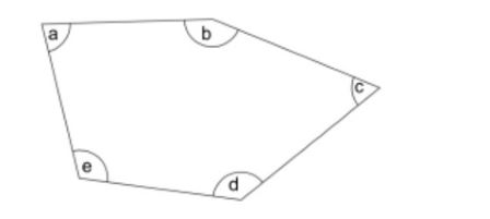 A five sided polygon with angles a, b, c, d and e