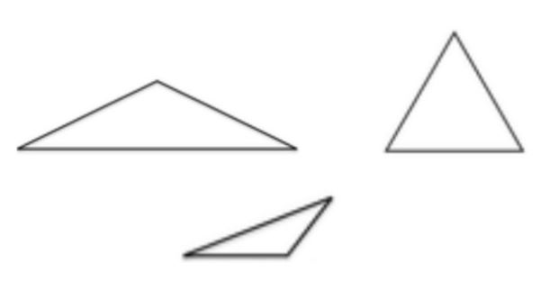 Three triangles of different types