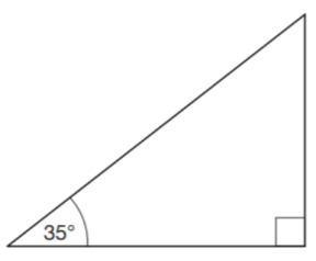 A right-angled triangle with one angle of 35 degrees and one missing angle