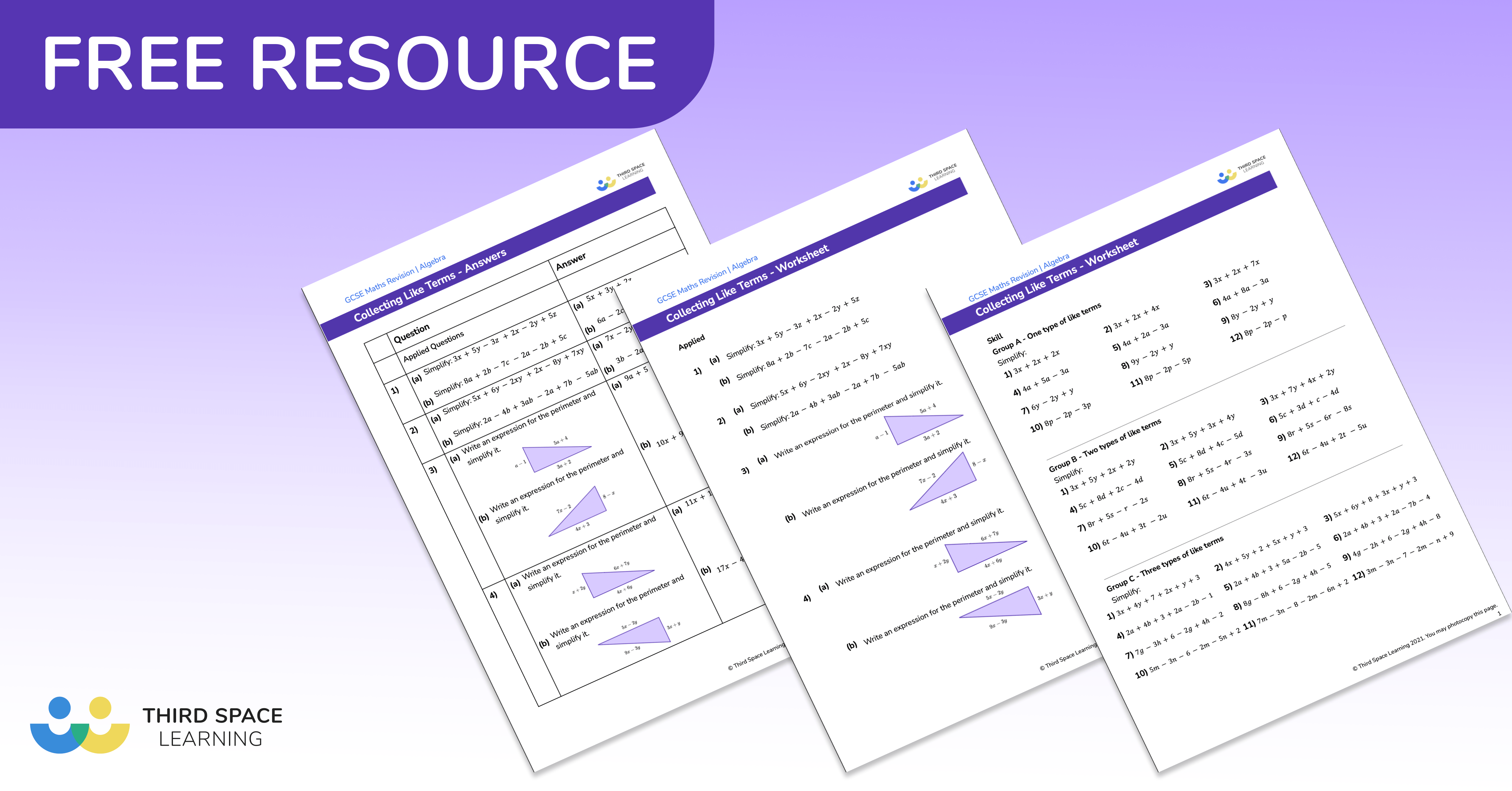 free-collecting-like-terms-worksheet-gcse-maths-revision