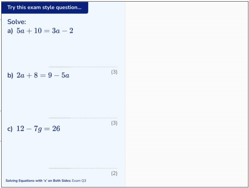 Solving basic equations GCSE lesson