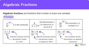 Algebraic Fractions - GCSE Maths - Steps, Examples & Worksheet