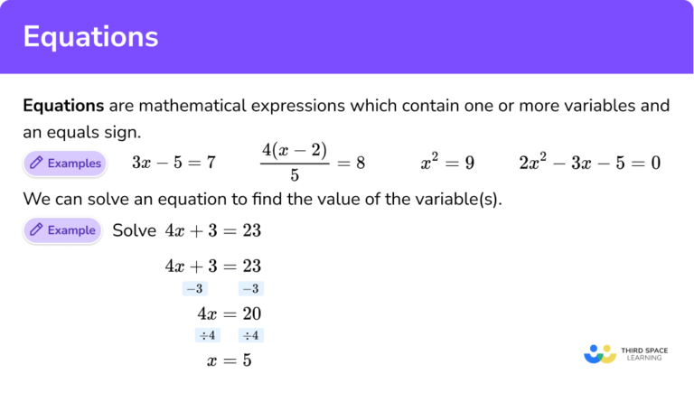 Equations - GCSE Maths - Steps, Examples & Worksheet
