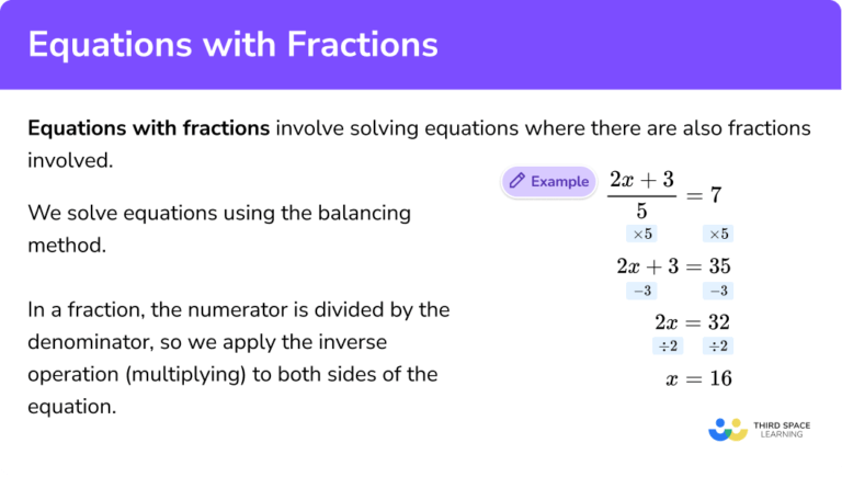 Equations With Fractions - GCSE Maths - Steps & Examples