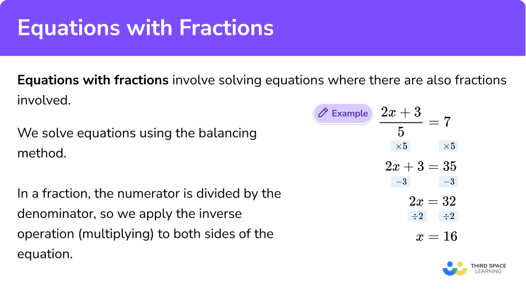 Equations With Fractions GCSE Maths Steps Examples