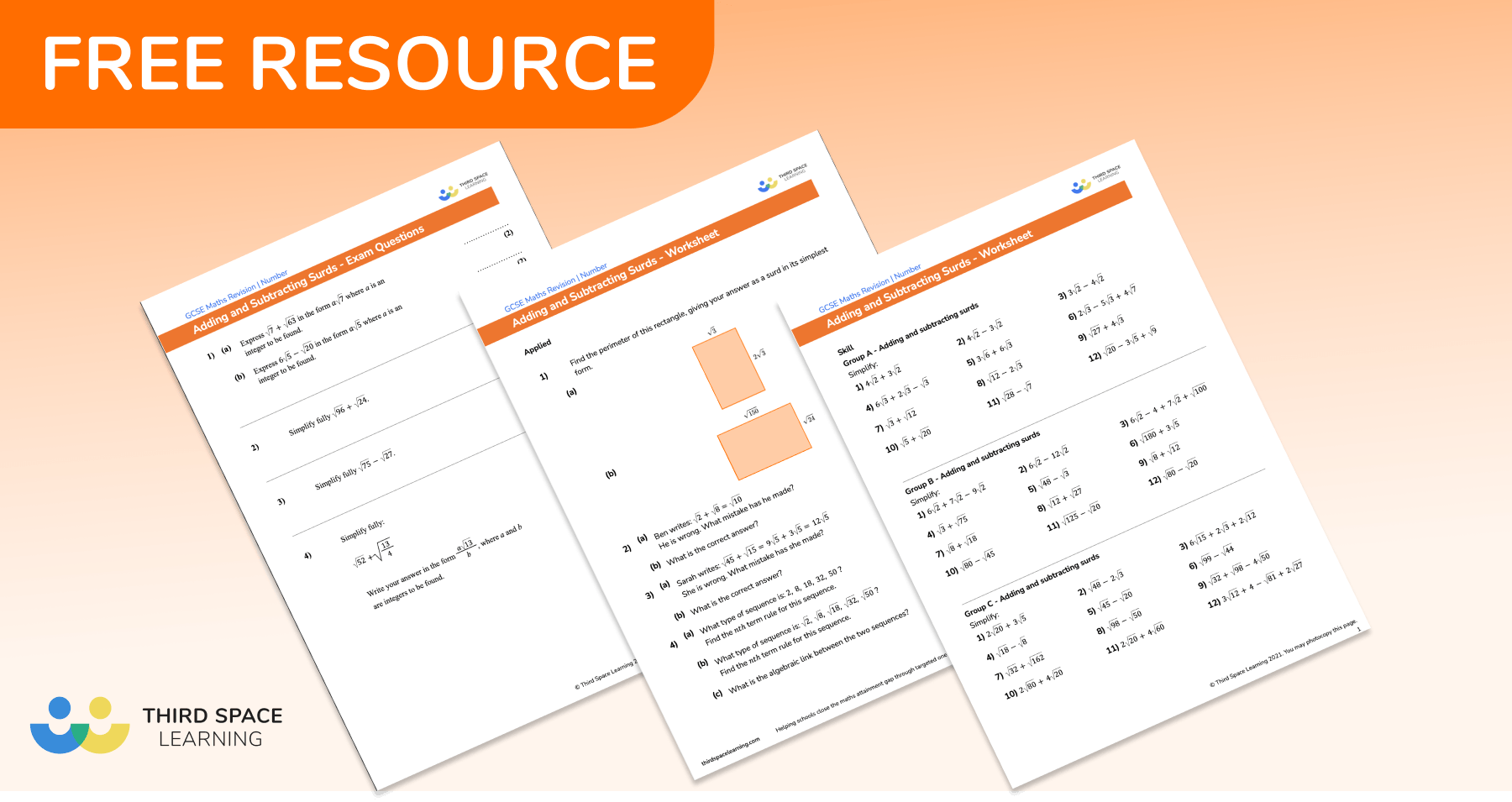 adding-and-subtracting-surds-worksheet-gcse-maths-free