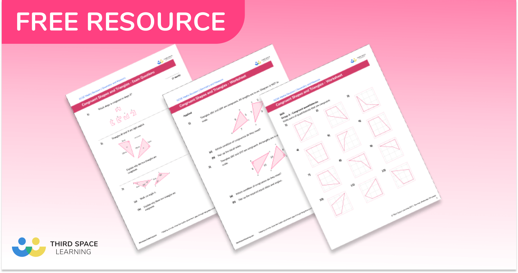 Congruent Shapes and Triangles Worksheet GCSE Maths [FREE]