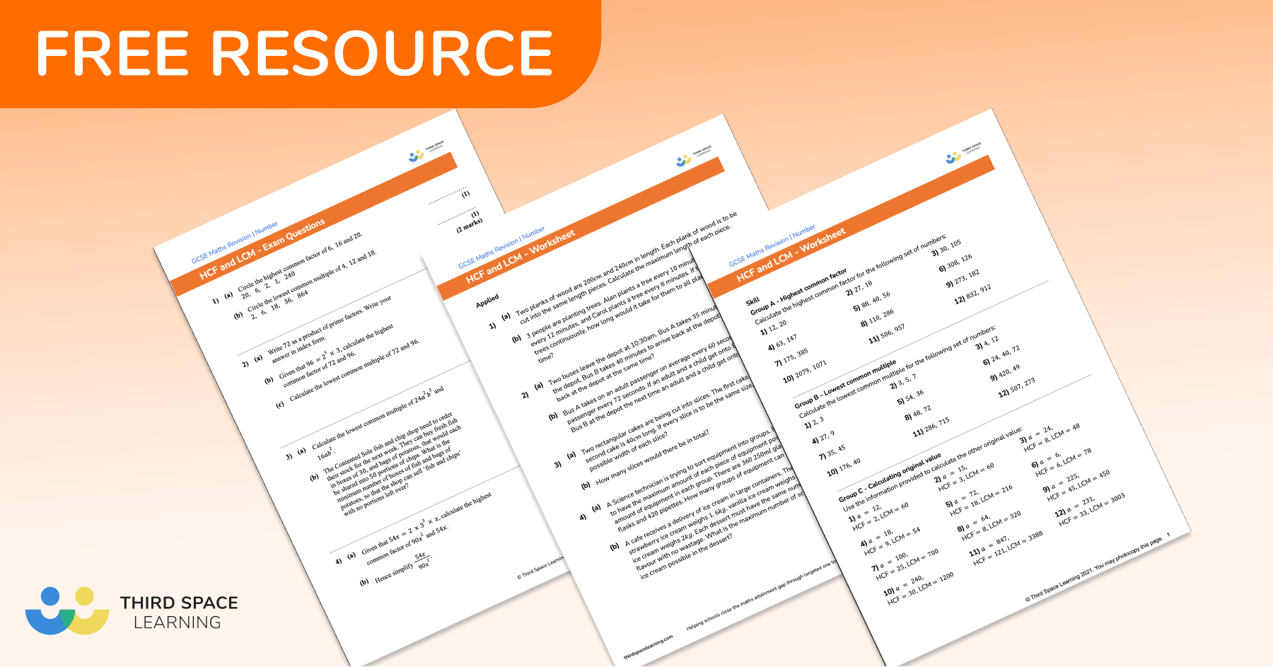 Hcf And Lcm Worksheet Gcse Maths [free]