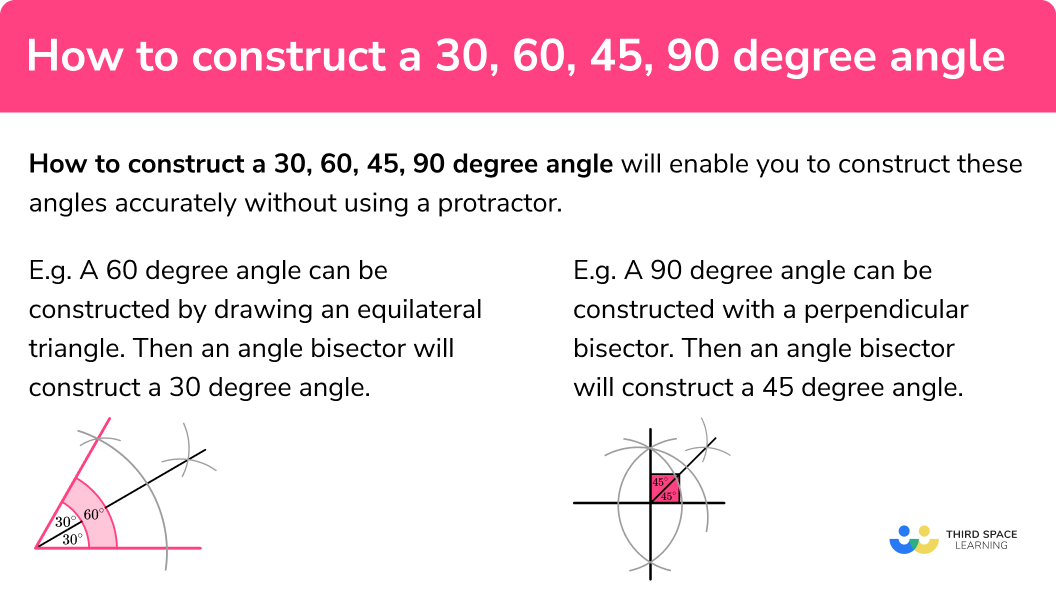 What is constructing a 30, 60, 45, 90 degree angle?