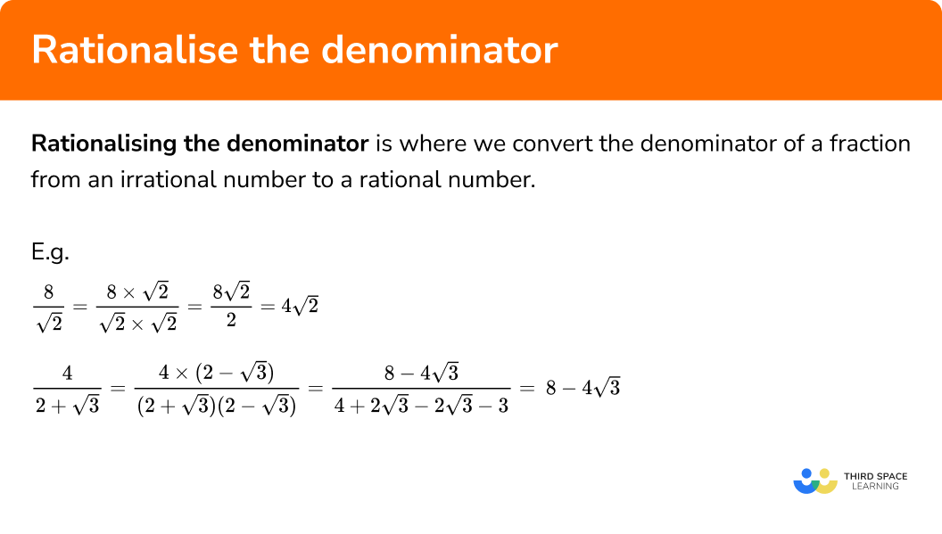 Rationalise The Denominator GCSE Steps Examples Worksheet