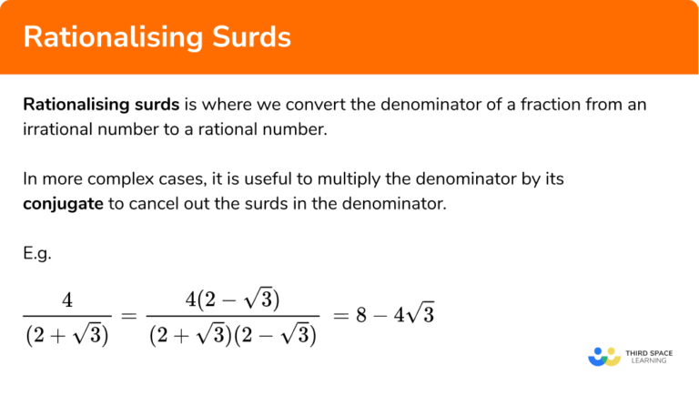 Rationalising Surds - GCSE Maths - Steps, Examples & Worksheet