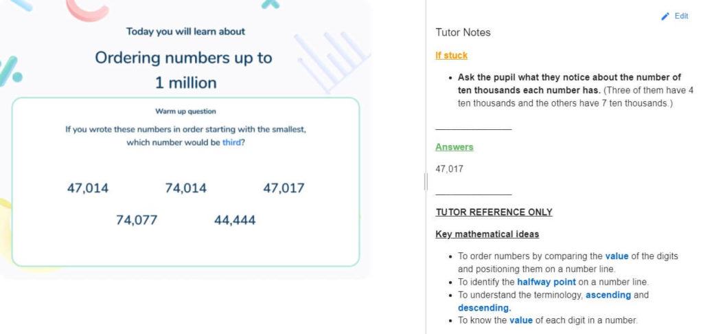 Ordering numbers up to 1 million slide and tutor notes