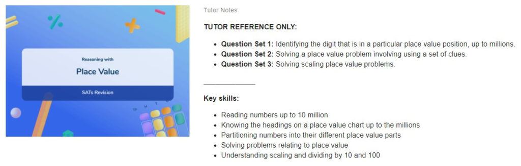 Place value SATs revision lesson tutor notes