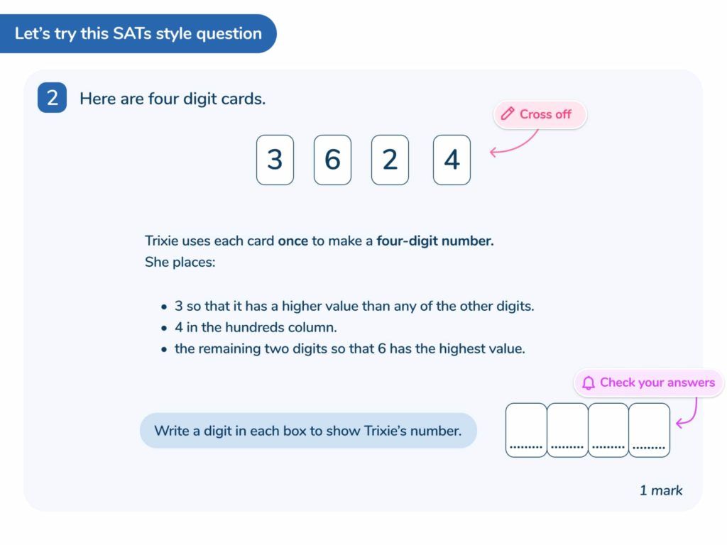 Lesson slide showing 'Check your answers' SATs strategy