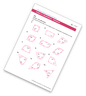 Missing Angles In A Quadrilateral Worksheet