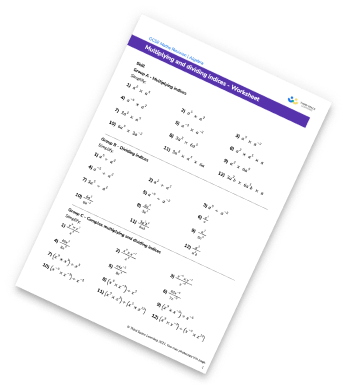 Multiplying Indices Worksheet
