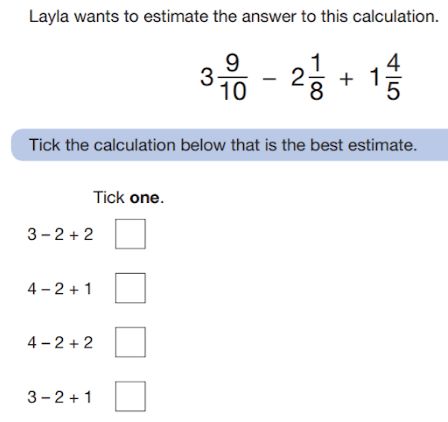 Estimation maths question from 2018 SATs paper