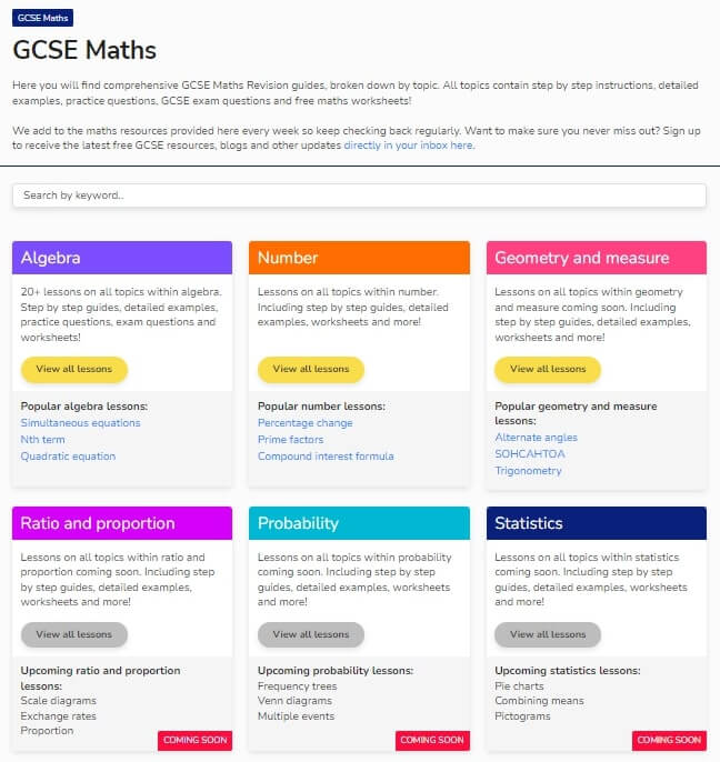 GCSE maths revision topics