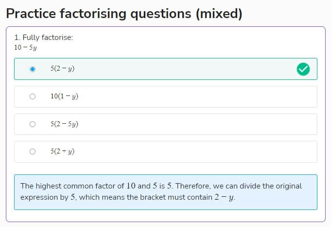 GCSE revision lesson practice question