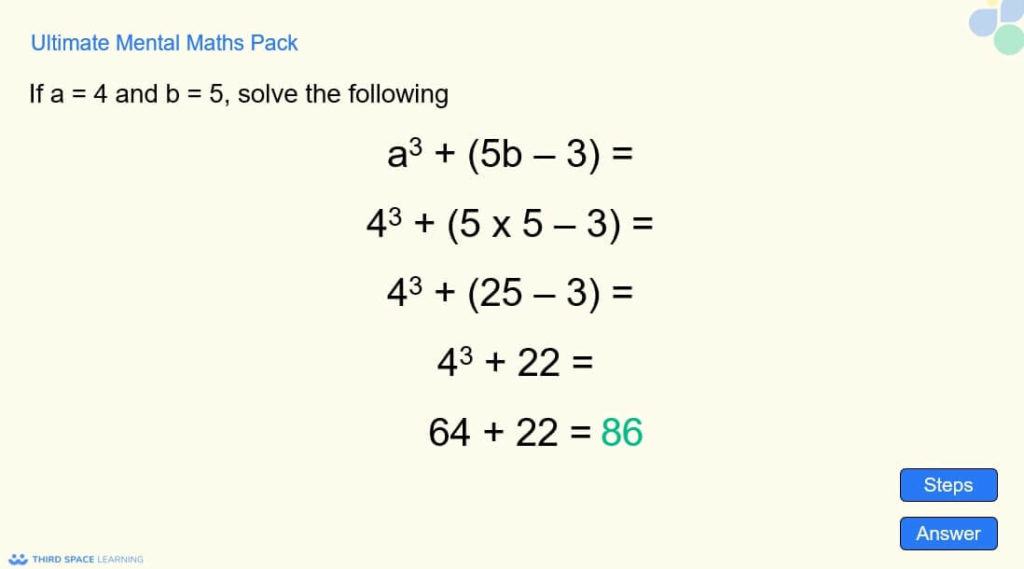 mental maths order of operations question