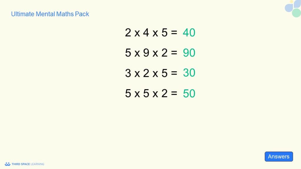 three number mental maths multiplication question