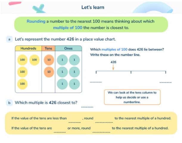 Teaching Year 4 pupils rounding numbers to the nearest 100 in a Third Space Learning online maths lesson.