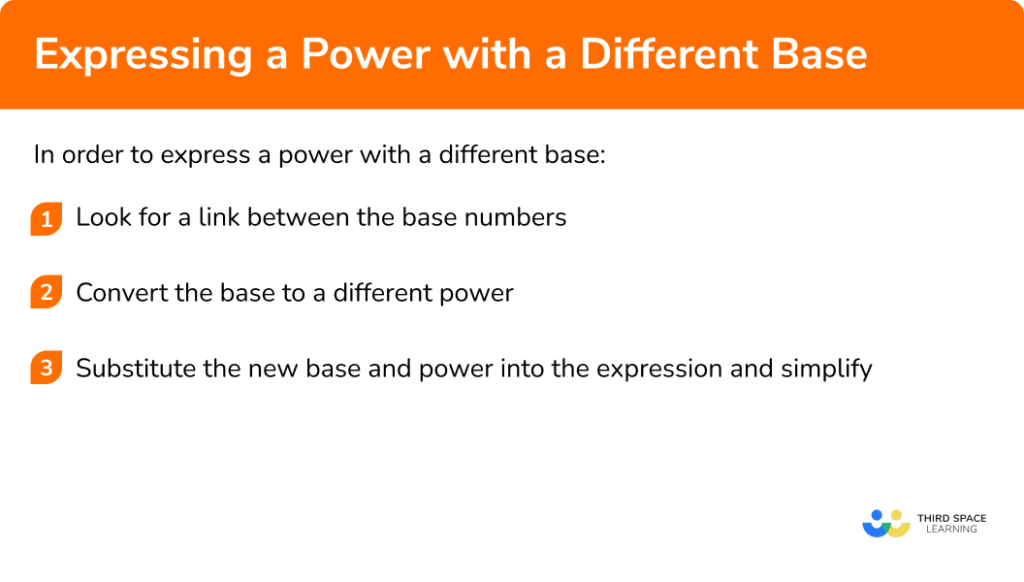Expressing A Power With A Different Base - Steps & Examples