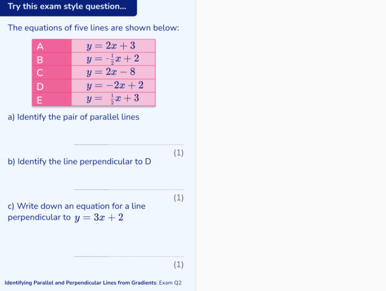 Algebra higher maths question on graphing lines