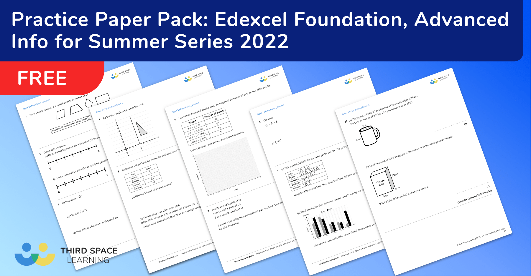 Practice Paper Pack: Edexcel Foundation, Advanced Info for Summer Series 2022