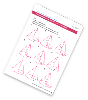 Volume And Surface Area Of A Cone Worksheet