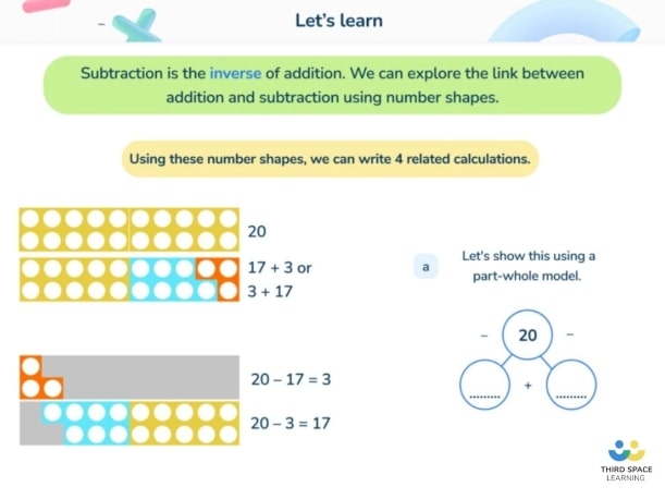 inverse operations and number facts calculation to solve number shapes