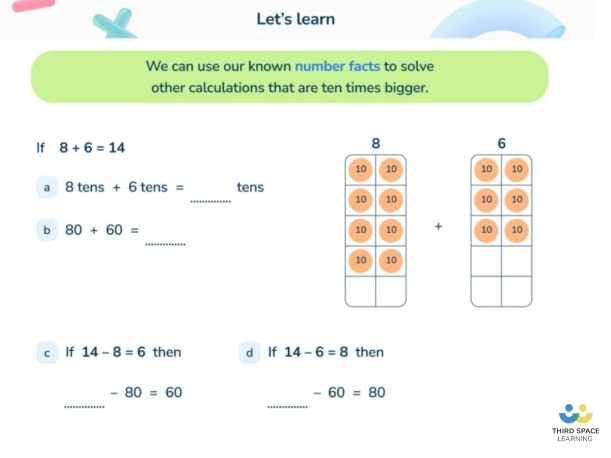third space learning maths intervention slide for number facts