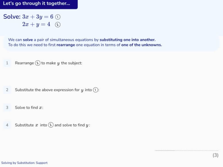 simultaneous equations question substitution 