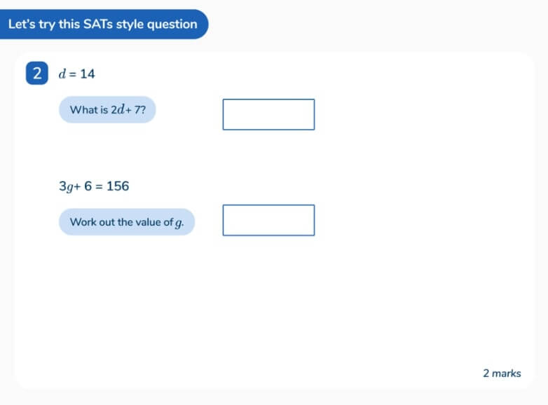 Example of SATs slide from Third Space Learning's online one to one maths tuition.