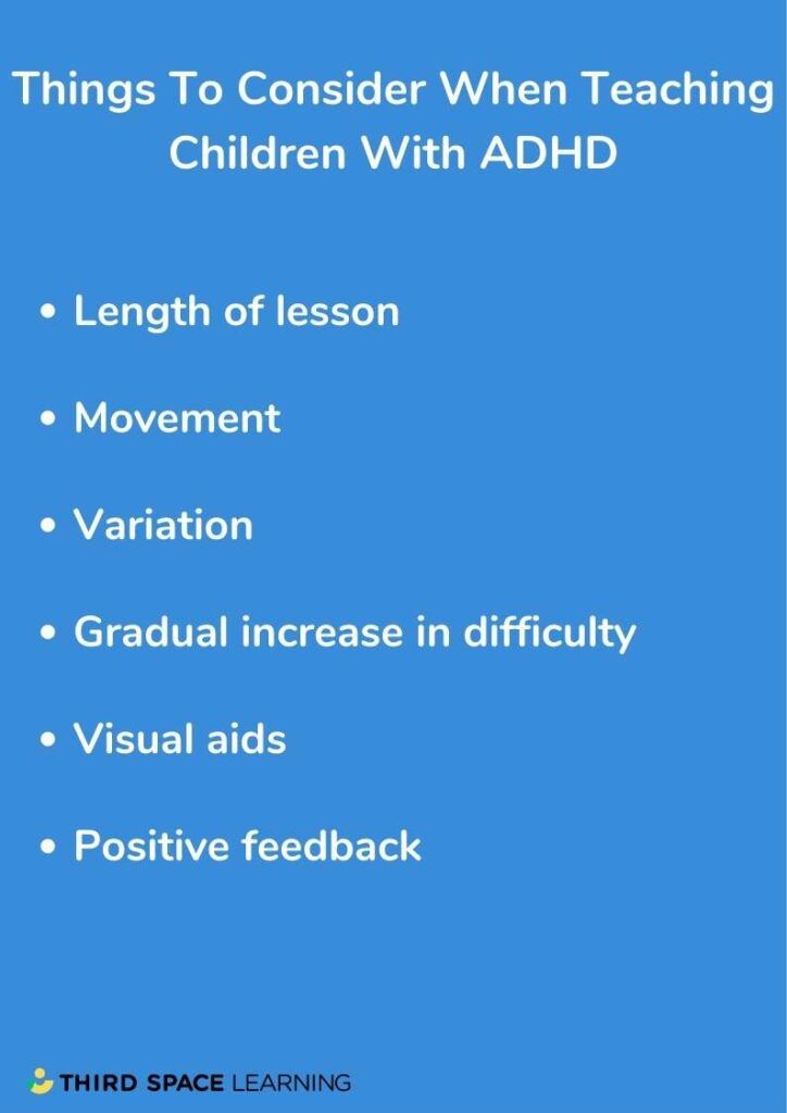 list of things to consider when teaching children with adhd in the classroom