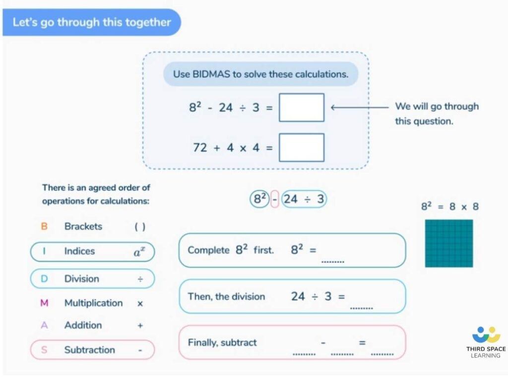 order of operations question slide for Year 6 arithmetic test 