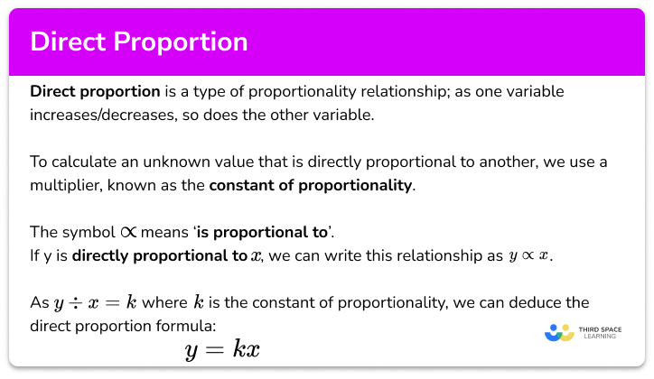 Direct Proportion GCSE Maths Steps Examples Worksheet