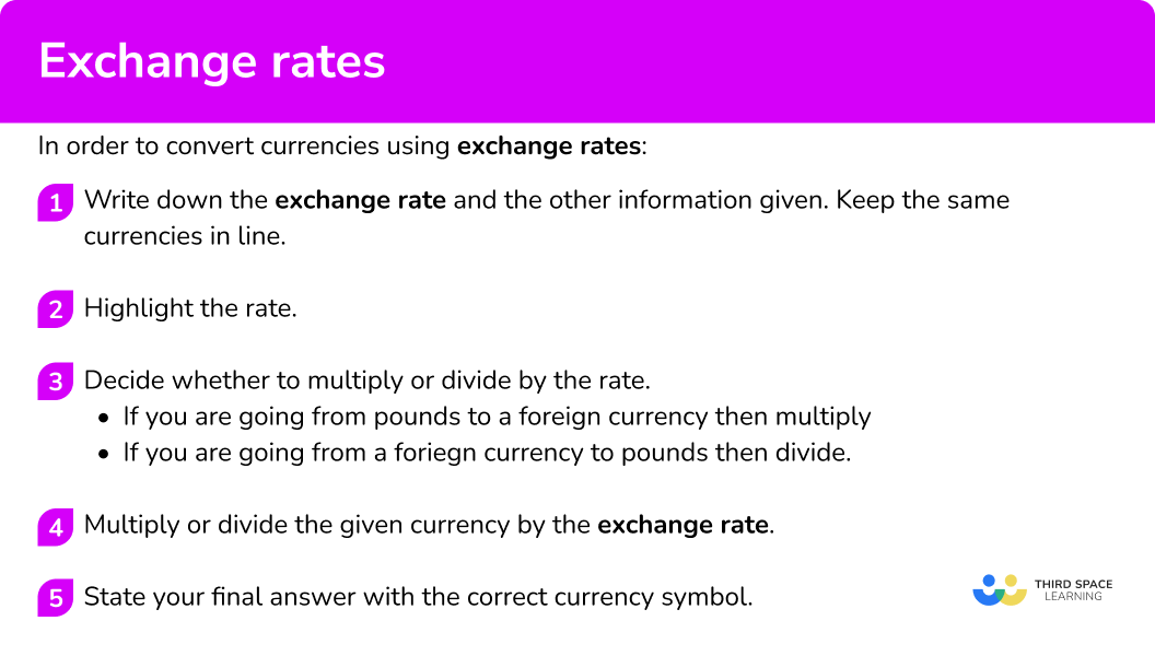 Explain how to work out exchange rates