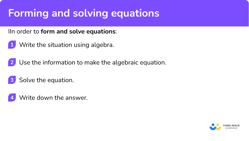 Explain how to form and solve equations