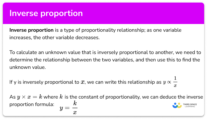 Inverse Proportion GCSE Maths Steps Examples Worksheet