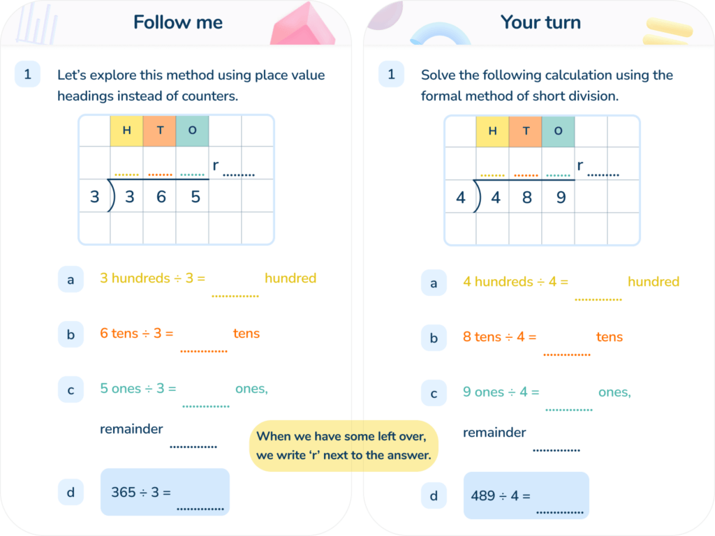 Third Space Learning's Year 5 dividing using short division lesson