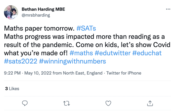 Tweet about maths progress disproportionately affected by Covid