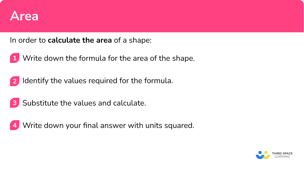 Explain how to calculate area