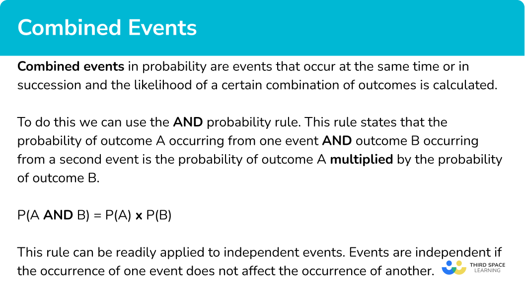 Combined Events Probability GCSE Maths Steps Examples