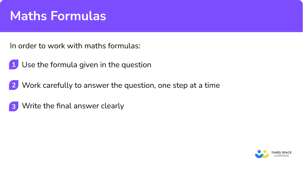 Explain how to use maths formulas